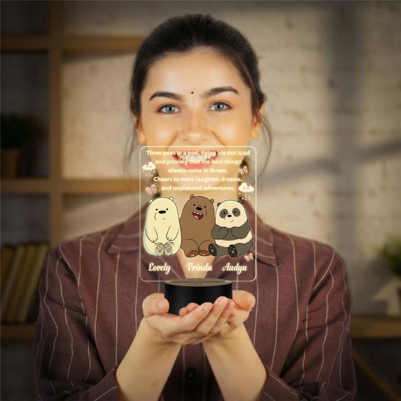 Customized Best Friends UV Print LED Night Light  Personalized Name & Quote Lamp